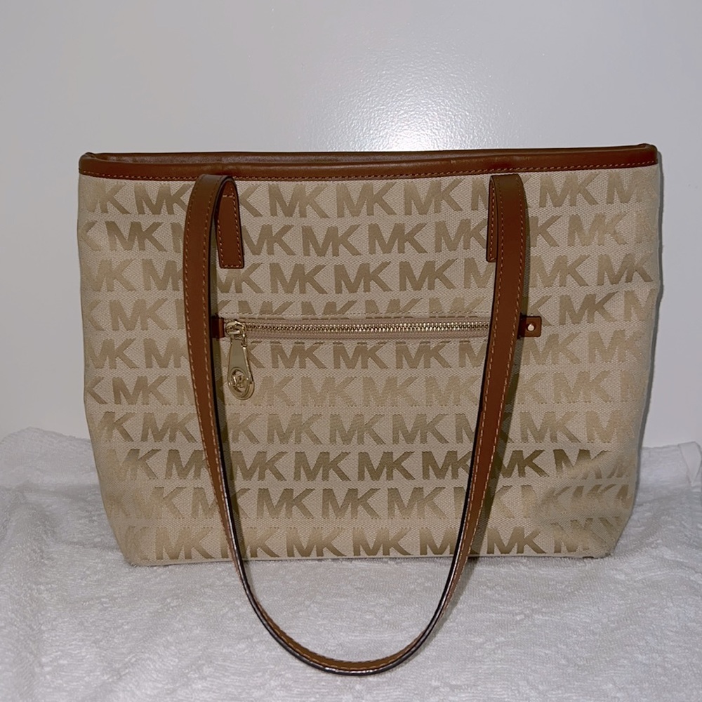 Michael Kors Tote Jacquard Signature Brown Medium Tote Bag